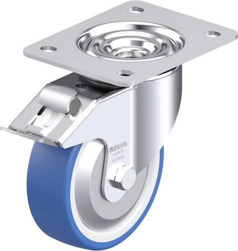 Blickle Stahlblech-Lenkrolle LK-POTHS 125KA-3-FI-FA in Blau mit 125 mm Rad-Durchmesser und 275 kg Tragfähigkeit - Bild 1