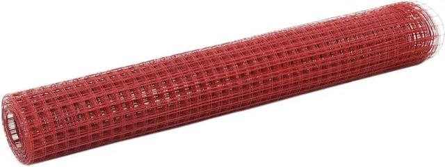 vidaXL Drahtzaun aus Stahl mit PVC-Beschichtung in Rot, Höhe: 1 m, Länge: 25 m - Bild 1