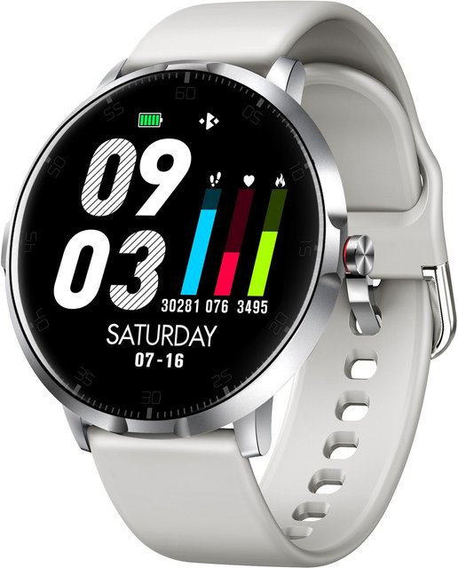 Smartwatch Basic IOMI in Silber mit Bluetooth, Herzfrequenzmessung und Schlafüberwachung - Bild 1