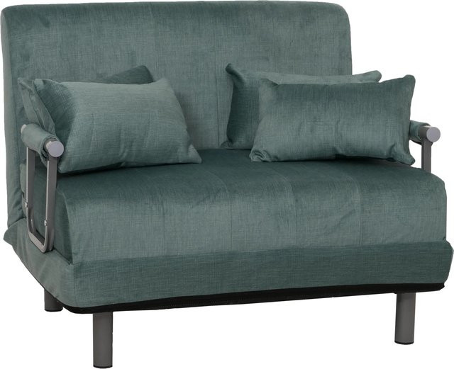 Schlafsessel MCW K29 als Schlafsofa und Gästebett mit klappbaren Armlehnen aus Stoff Chenille in Blau-Grün, Liegefläche B: 100 cm, L: 190 cm - Bild 2