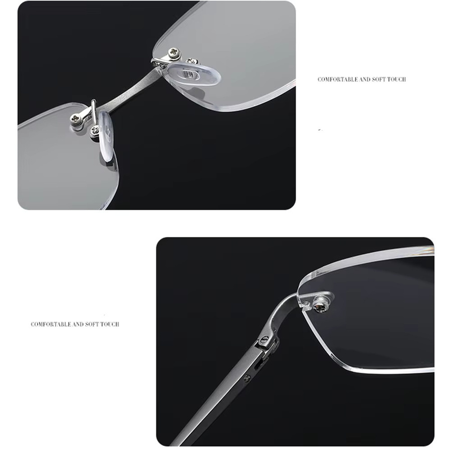 Klass num Lesebrille Männer, randlos, Metall, rechteckig - Bild 3