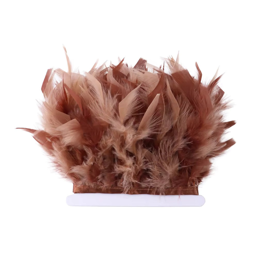 Flauschiges Truthahnfederbesatzband mit Fransen für Hochzeitskleider, DIY-Basteldekoration und Kleidung, Breite: 10 bis 15 cm - Bild 2