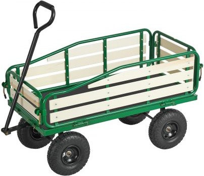 VEVOR Handwagen für Kinder mit Schiebestange aus Holz & Metall Grün & Schwarz - Bild 1
