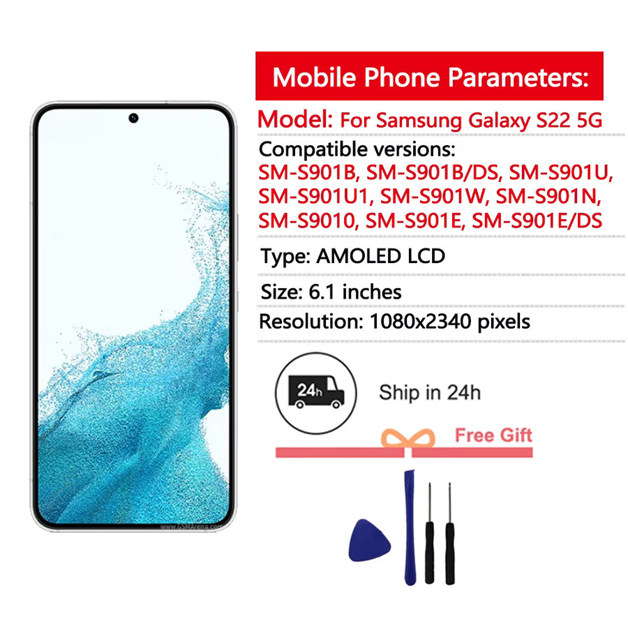Samsung Galaxy S22 5G Ersatz LCD Display mit 6,1 Zoll AMOLED Touchscreen Digitizer in Schwarz - Bild 2