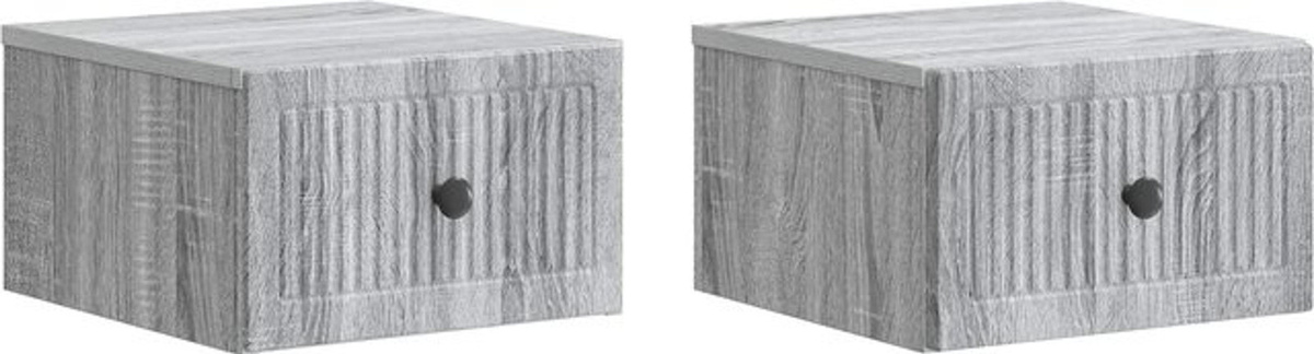 Set aus 2 wandmontierten Nachttischen von vidaXL in Grau im modernen Retro-Design aus Holzwerkstoff, B/T/H: 34,5 x 33 x 20 cm - Bild 1