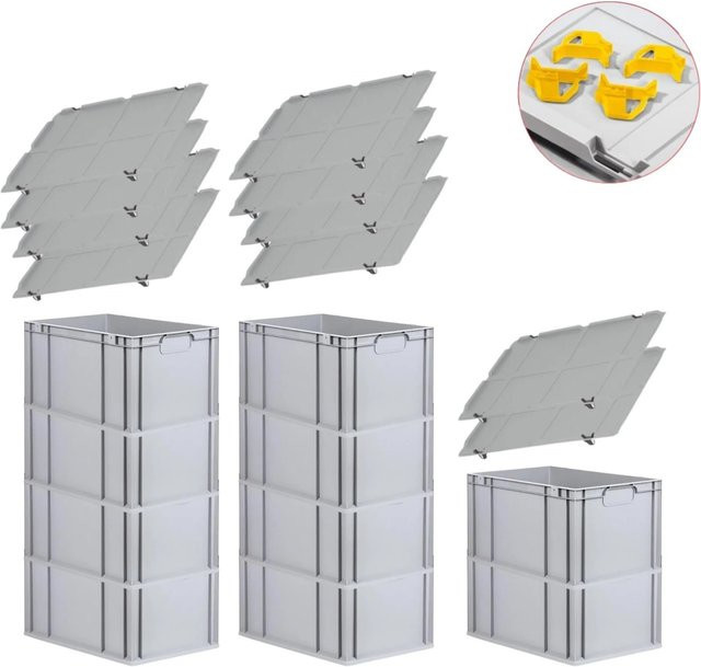 PROREGAL Spar Set mit 10x Eurobox Nextgen Economy in Gelb inklusive Auflagedeckeln und Schiebeschnappverschlüssen, H x B x T: 32 x 40 x 60 cm, 65 Liter - Bild 1