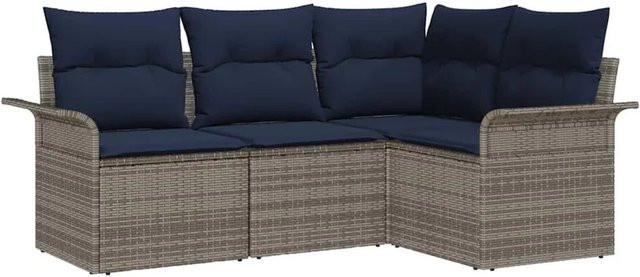 vidaXL Gartensofa-Set aus Poly-Rattan in Grau mit L-Form, Polsterung und integriertem Stauraum für Garten und Terrasse - Bild 1