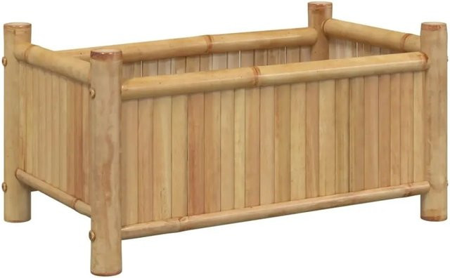 vidaXL Pflanzkübel aus Bambus in Beige, B/T/H: 50 x 30 x 25 cm - Bild 1