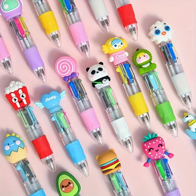 24 Stück niedliche Cartoon-Vierfarbstifte für Kinder in Multicolor mit zufälligen Designs - Bild 1