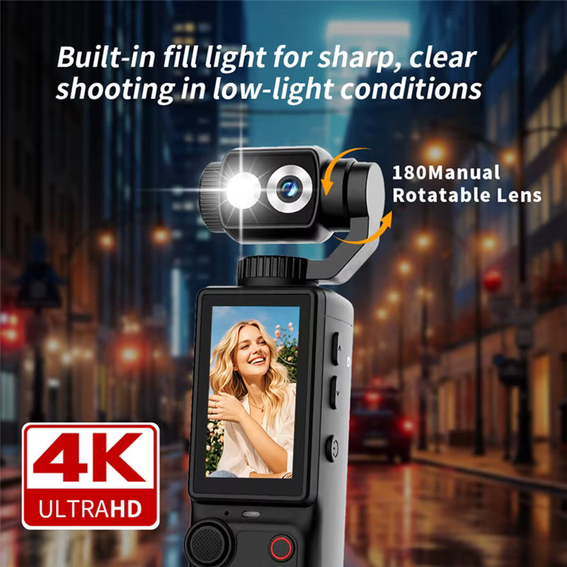 Lenovo 4K HD WiFi Actionkamera mit Autofokus in Schwarz und Orange für Vlogging und Sport - Bild 3