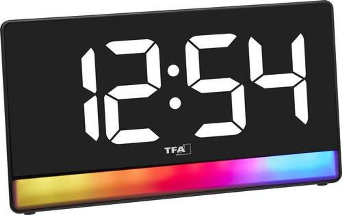 TFA Dostmann Digital Quarz Wecker Schwarz mit USB-Ladefunktion und Beleuchtung - Bild 1
