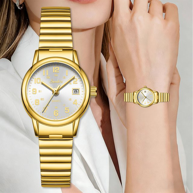 SUNKTA Armbanduhr, Quarz, Edelstahl, Gold, Bicolor, Damen - Bild 1