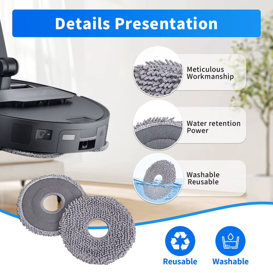 Roborock Mopp-Pad in Grau für G20S Ultra, Saros 10R, G30 Space, Saros Z70, Saros 10, P20 PRO und Qrevo Curv zur Tiefenreinigung - Bild 3