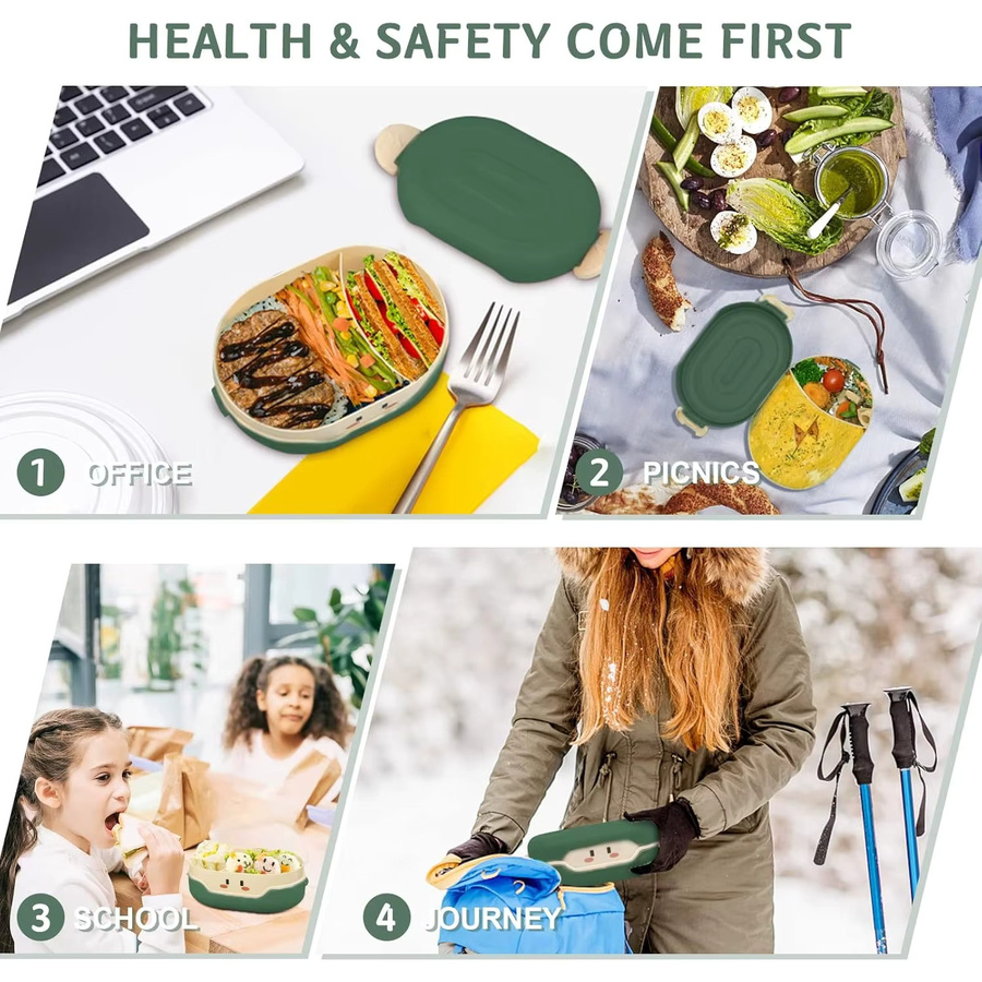 Isolierte Kunststoff Bento Box mit 1 Fach in Pink, 800 ml Lunchbox für Schule und Kinder - Bild 3