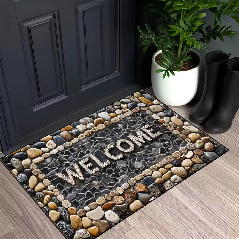VIKAMA Stone Willkommensteppich für Innen und Außen, rutschfeste und dekorative Fußmatte in Multicolour, B/T: 60 x 40 cm - Bild 3