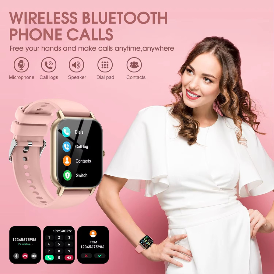 P66 Smartwatch in Weiß mit 1,85 Zoll Display, 100+ Sportmodi und IP68 Wasserdichtigkeit, Fitnessaktivitäts-Tracker für iOS und Android - Bild 4