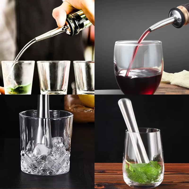 XINGZHAOHOME Cocktail-Shaker-Set aus Edelstahl in Silber mit 750 ml Volumen und Barkeeper-Zubehör inklusive Rezepten - Bild 4
