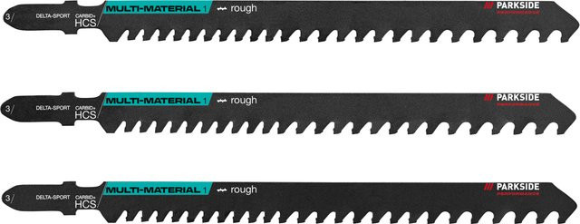 Parkside Performance Stichsägeblätter-Set Multimaterial 3-teilig aus Stahl mit Carbide-Spitzen für Holz, Metall und Kunststoff in Schwarz - Bild 1