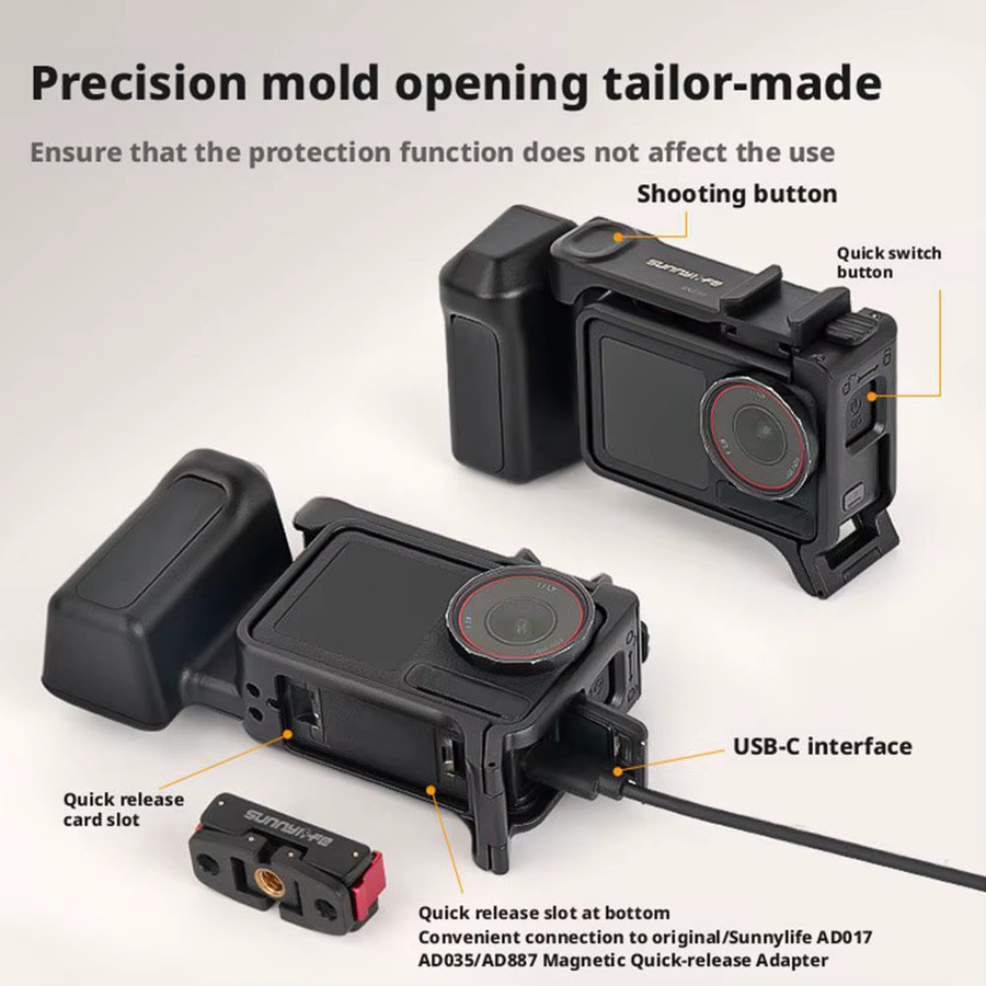 DJI Street Grip Kit Käfig mit Seiten-Griff und Quick Release Halterung für Osmo Action 5 Pro, 4 und 3 in Schwarz - Bild 2