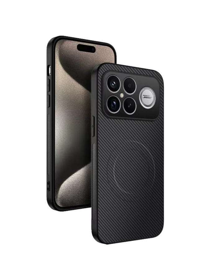 Business Ledertasche mit Carbon-Struktur für Xiaomi Poco F8 Ultra Pro und Redmi K90 Pro Max in Schwarz mit magnetischer Ladefunktion - Bild 7