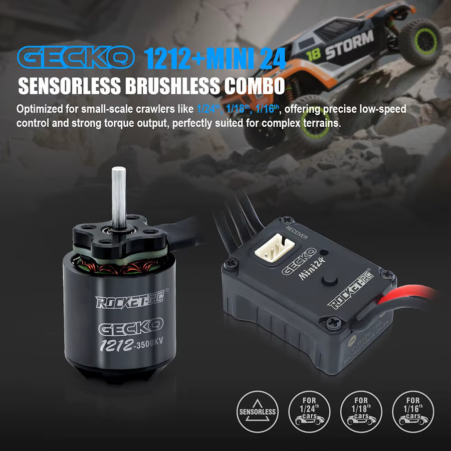 ROCKET-RC 1212/1212Pro 3500KV Sensorless Bürstenloser Motor, 25A ESC für 1/16 1/18 1/24 SCX24 RC Crawler Drift Car - Bild 2