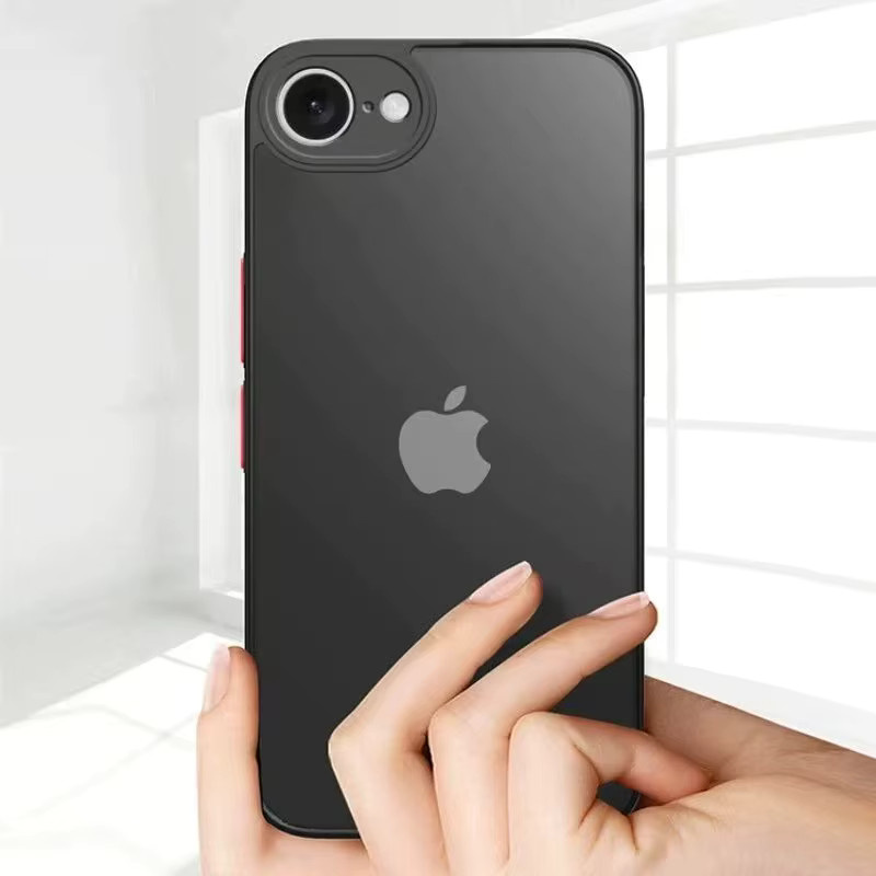 Stoßfeste Farbblockierung Schutzhülle für Apple iPhone 17e in Rot und Schwarz mit Kamera-Schutz und mattem Finish aus hartem PC-Material - Bild 3