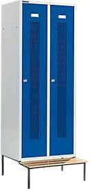 Schäfer Shop Select Kleiderspind mit Sitzbank, 2 Abteile, Zylinderschloss, Farbe: Enzianblau, Breite: 40 cm - Bild 1