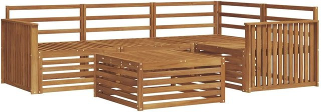 vidaXL Outdoor-Sofagarnitur 5-teilig aus Massivholz Akazie in Braun, L-Form mit Tisch und Sesseln - Bild 1