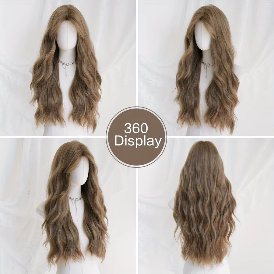 7JHH WIGS Perücke, lange gewellte synthetische Perücke, kaltbraun, Damen - Bild 2