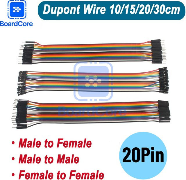 20 Stück Dupont Jumper Drahtkabel Set für Arduino in verschiedenen Ausführungen Stecker auf Stecker, Stecker auf Buchse und Buchse auf Buchse, Mehrfarbig - Bild 1