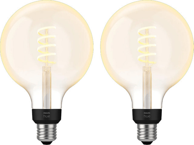 Philips Hue Filamentlampe White Ambiance Globe XL Doppelpack dimmbare LED Kugellampen im Edison-Stil transparent - Bild 1