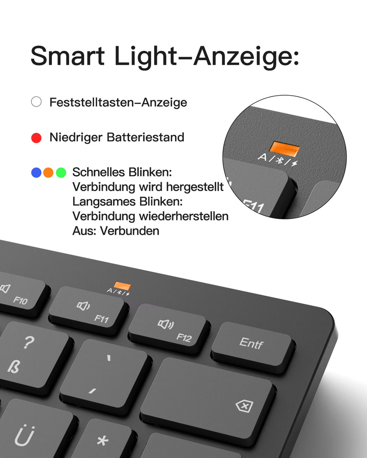 Inateck Bluetooth Tablet Tastatur KB01003 in Schwarz kompatibel mit Android, iOS, Windows PC und iPad - Bild 3