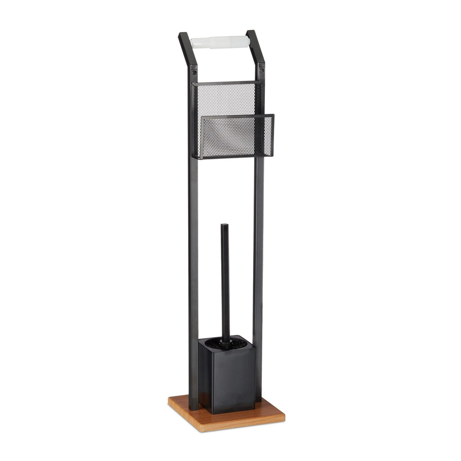 Relaxdays WC-Garnitur aus Eisen und MDF mit Ablage in Schwarz, B/T/H: 18,5 x 18,5 x 78 cm - Bild 2