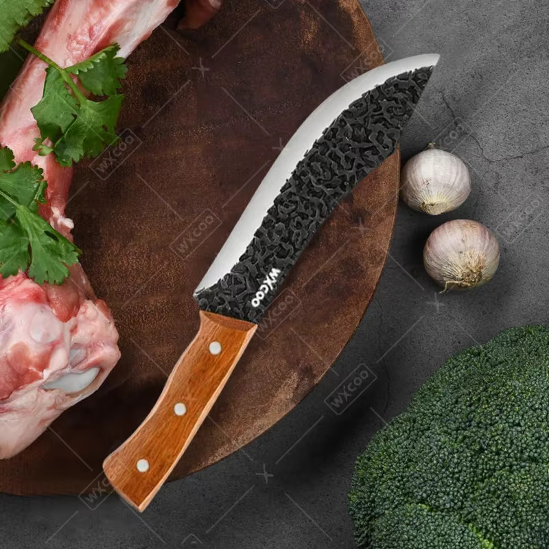 WXCOO Kochmesser aus Edelstahl mit Holzgriff und Scheide, handgeschmiedetes Metzgermesser in Silber für die Fischfiletierung - Bild 2