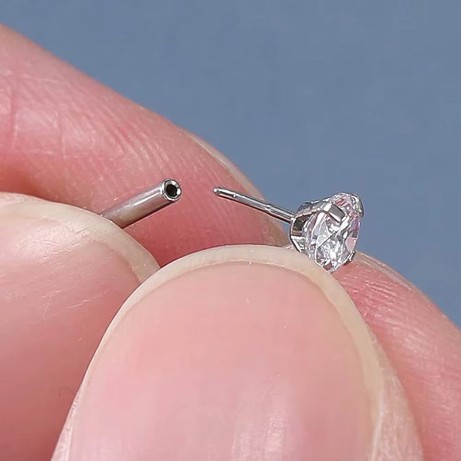 Ohrstecker Edelstahl, Silber, Zirkonia, Unisex - Bild 2
