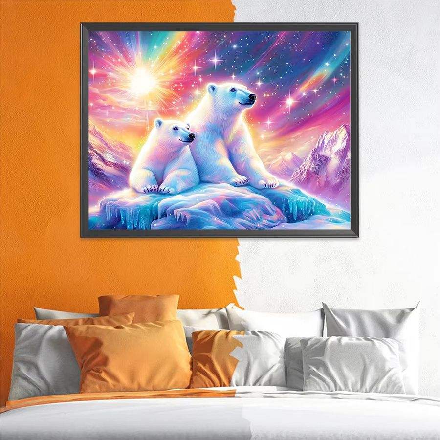 EverShine Diamant-Gemälde mit Bär, mehrfarbiges Diamant-Mosaik als Tierbild zur Winter-Heimdekoration, Breite: 30,0 cm, Höhe: 20,0 cm, Tiefe: 20,0 cm - Bild 3