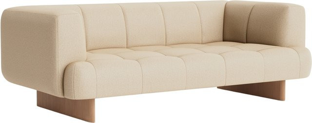 HAY Quilton Lift 2 Sitzer Sofa beige mit gestepptem Stoff und Holzgestell B: 214 cm, H: 72 cm, T: 109 cm - Bild 1