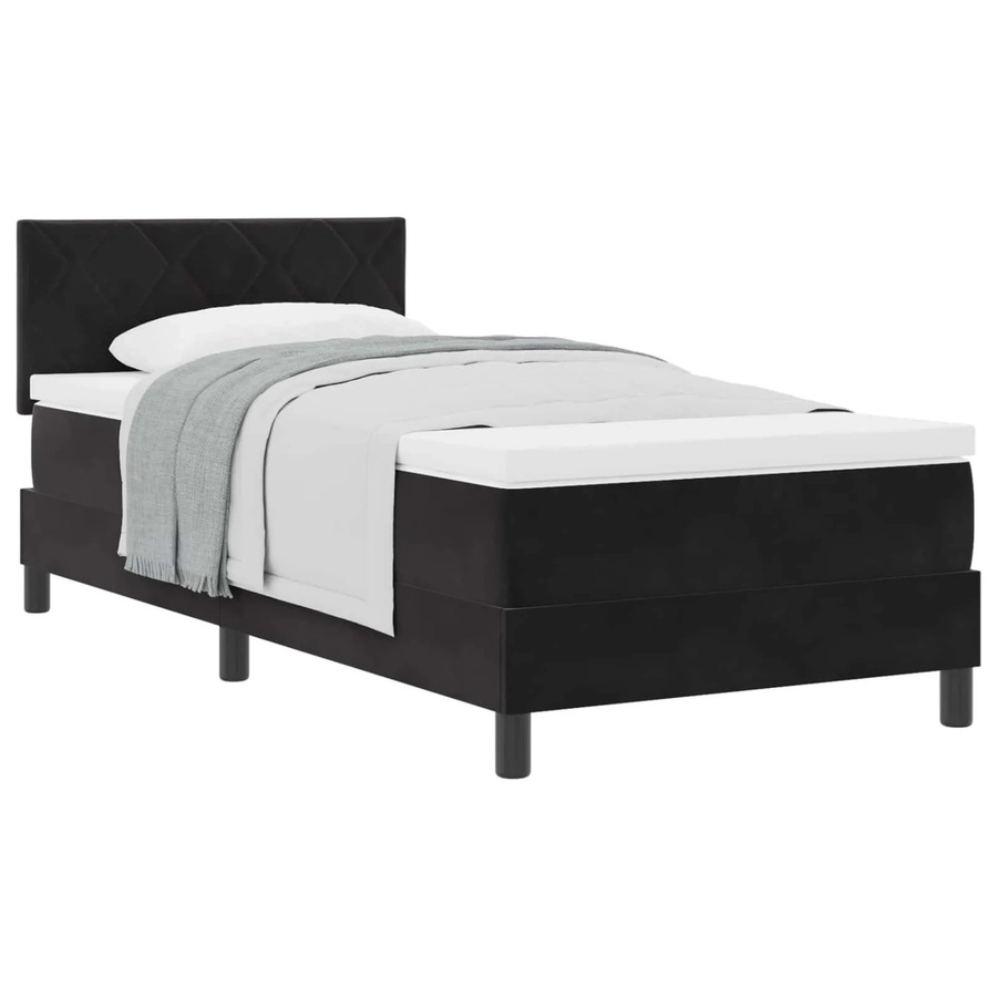 vidaXL Boxspringbett mit Matratze in Schwarz aus Samt, B/T/H: 100 x 200 x 103 cm - Bild 2