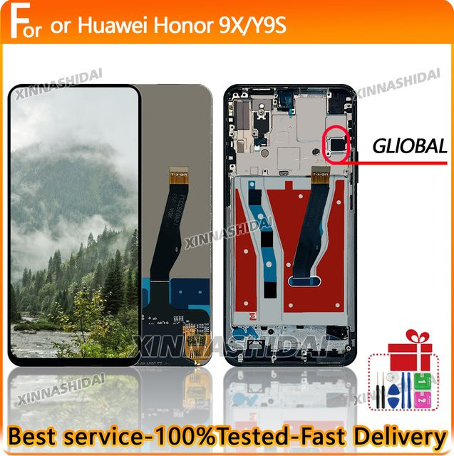 Huawei Honor 9X LCD-Display Ersatz mit Rahmen und Touchscreen-Digitizer in Schwarz - Bild 1