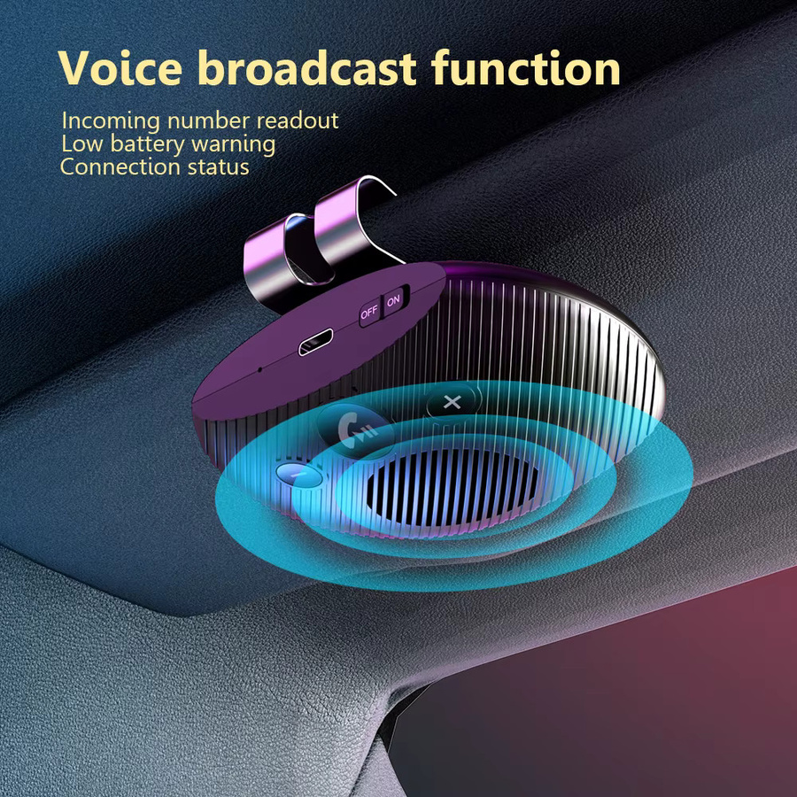 Kebidumei Bluetooth 5.3 Auto Audio Receiver mit Freisprecheinrichtung und Sonnenblende Clip als universelles drahtloses MP3 Musik Player Kit - Bild 2