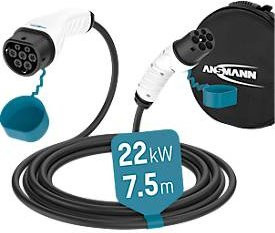 Ansmann eMobility Typ2 Ladekabel 22kW für Elektro- und Hybridautos, schwarz, Länge: 7,5 m - Bild 2