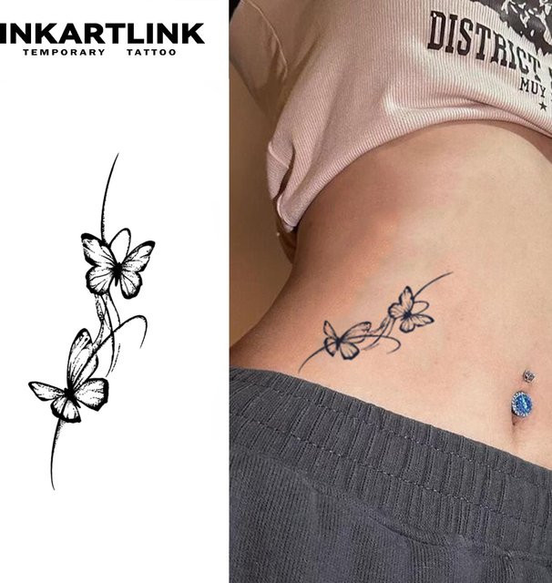INKARTLINK Temporäre Tattoo-Aufkleber, Schmetterling, 1-2 Wochen haltbar - Bild 1