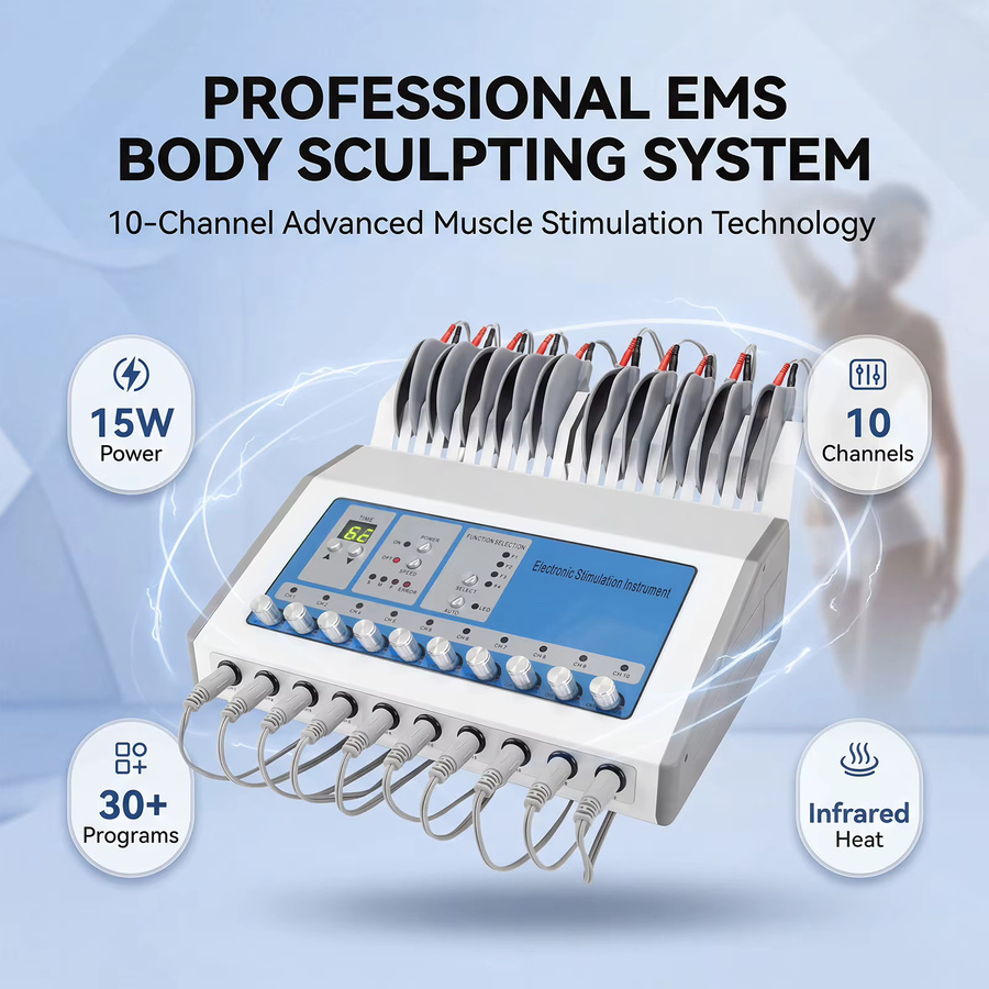 Podofo Mikrostrom-EMS-Elektromuskelstimulator Körpermassagegerät, 10 Elektrodenpads - Bild 4