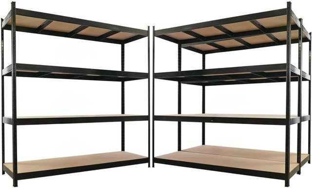3x PROREGAL HERCULES Profi Schwerlastregal Set in Schwarz mit MDF-Böden, B/T/H: 200 x 60 x 200 cm, 4 Ebenen pro Regal, Fachlast 500 kg - Bild 1
