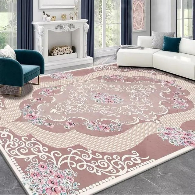 Karpetti Wohnzimmerteppich Vintage Rosa, Rutschfester und Waschbarer Teppich für Schlafzimmer und Wohnzimmer, B/T: 80 x 120 cm - Bild 1