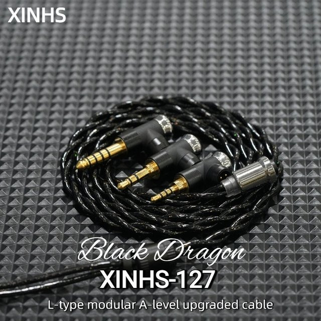 XINHS-127 HiFi-Kopfhörer-Upgrade-Kabel, modulares symmetrisches Audiokabel in Schwarz mit 2,5 mm, 3,5 mm und 4,4 mm Anschlüssen und L-förmigem Stecker - Bild 1