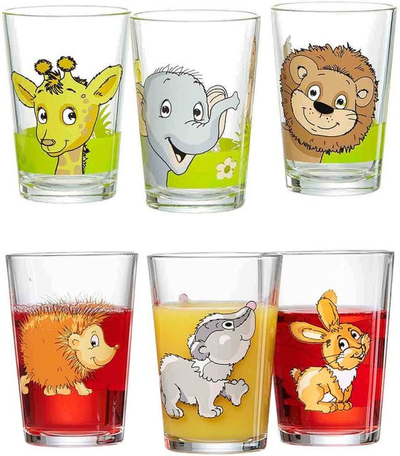 Ritzenhoff & Breker Kindergläser Dschungeltiere und Waldtiere, transparent, 6er Set, 205 ml - Bild 1
