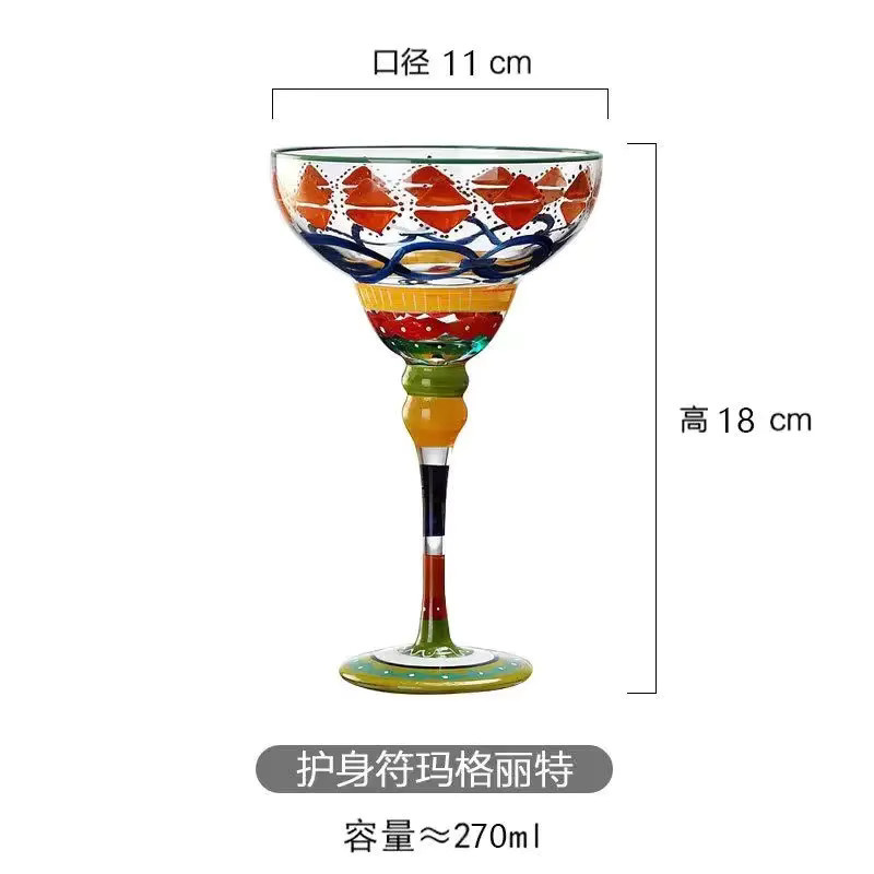 Handgemachtes buntes Cocktailglas für Margarita und Champagner, kreatives Weinglas aus Glas, Höhe: 18,0 cm, Breite: 11,0 cm - Bild 2