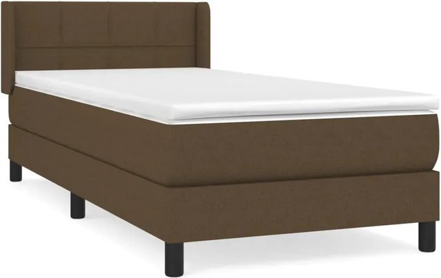 vidaXL Boxspringbett mit Matratze Dunkelbraun B/T/H: 80 x 200 cm, Hybrid-Design mit Taschenfederkern und Stoffbezug - Bild 1