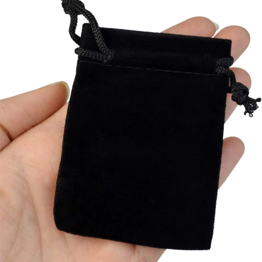 10 Stück schwarze Samtstoff-Schmuckbeutel mit Kordelzug für Hochzeiten und Geschenke - Bild 2